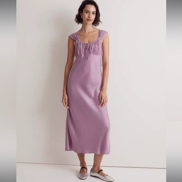 MADEWELL Square Neck Midi Dress Lilac 6 NWT* - Picture 1 of 8